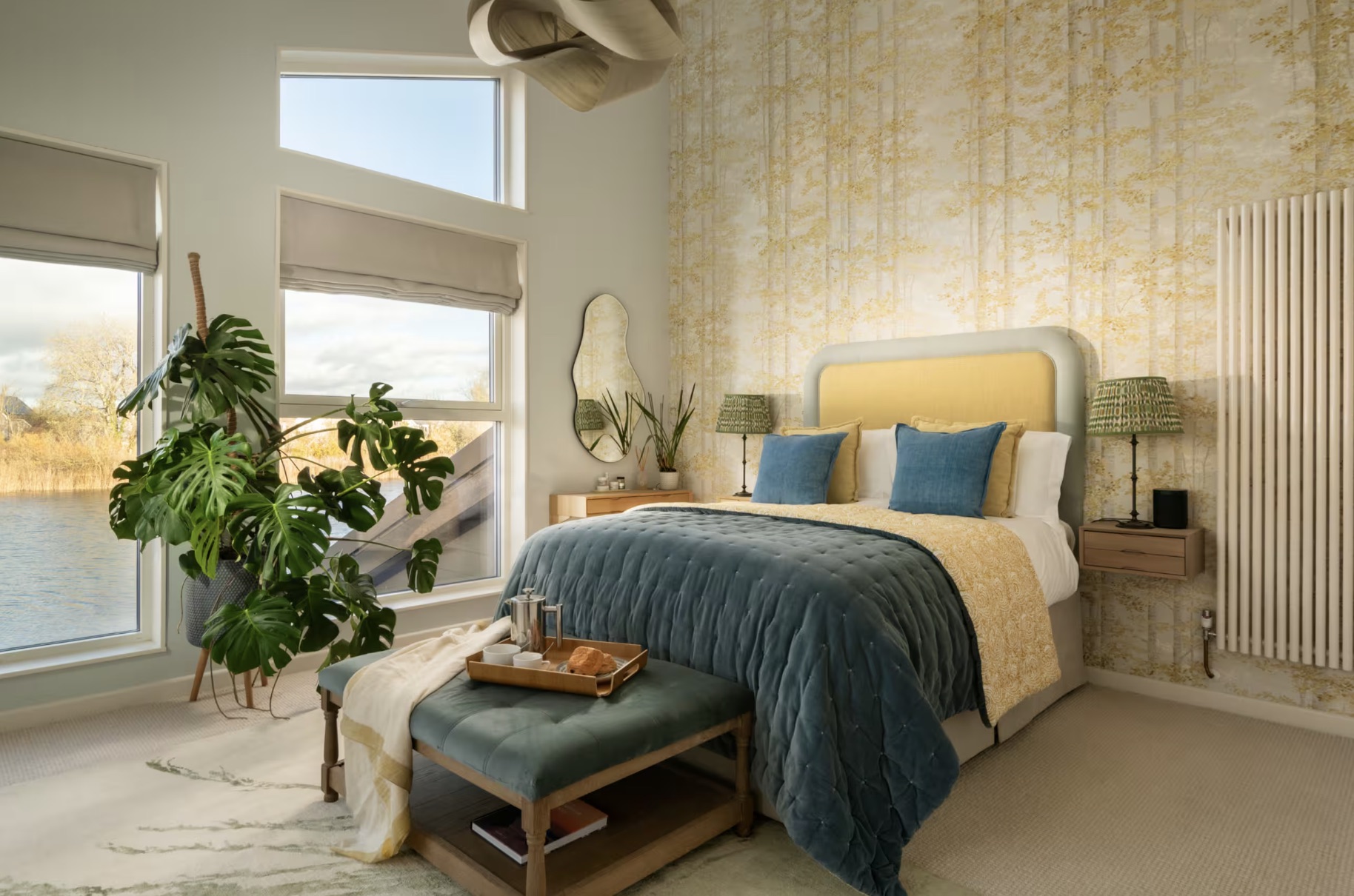 Bedroom with garden views