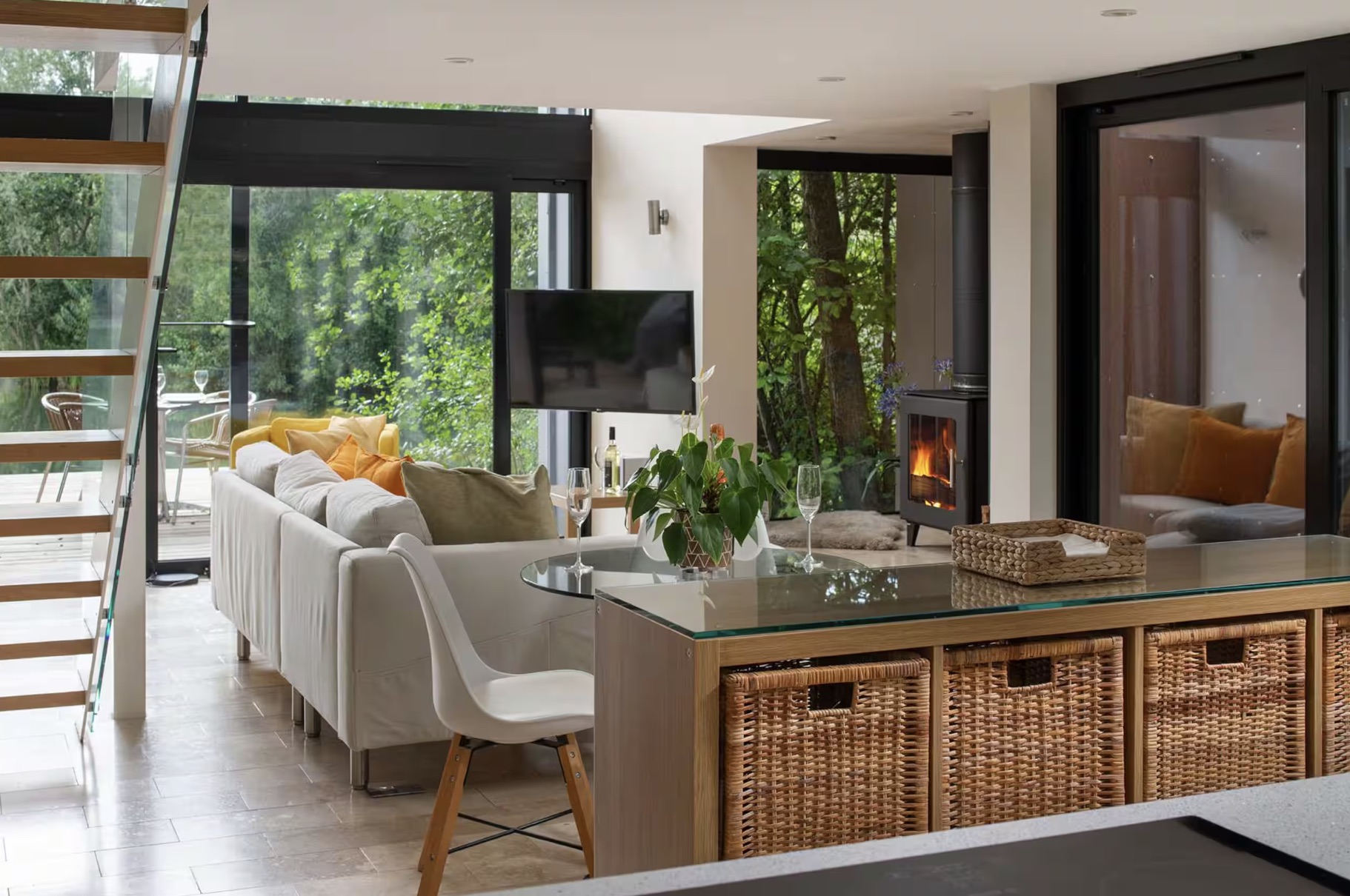 Open-plan living and dining area